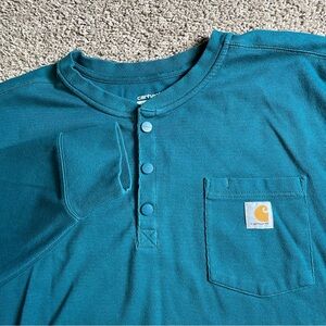 Carhartt men’s long sleeve relaxed fit 4 XL green Henley shirt workwear casual